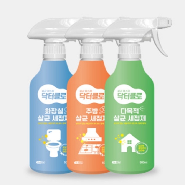 [반값할인] 닥터클로 청소 살균 세정제 3종 세트 (욕실용, 주방용, 바닥찌든때용) 500ml x3개