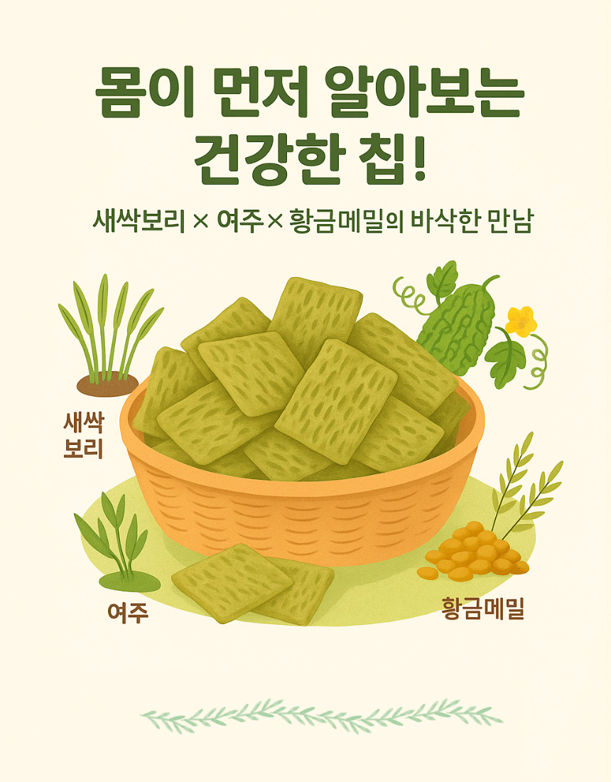 새싹보리여주황금메밀칩 새싹보리메밀칩 메밀과자 건강한간식 당뇨과자 메밀칩, 1개, 120g